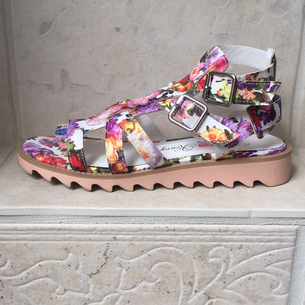 SANDALS Ankle straps floral design